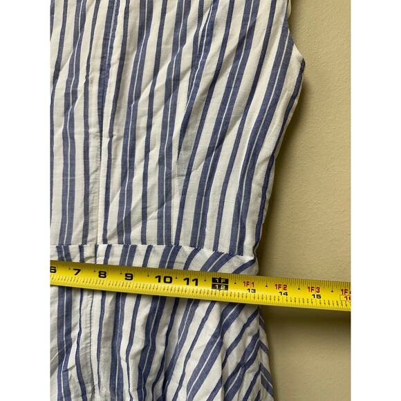 Calvin Klein Size 0 Blue White Striped Fit Flare Knee Dress Picnic Cottagecore - Picture 11 of 14